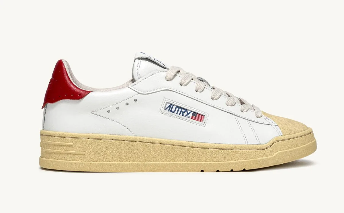 SNEAKERS AURTY BOB LUTZ LOW EN CUIR BLANC ROUGE BLLM-TC03
