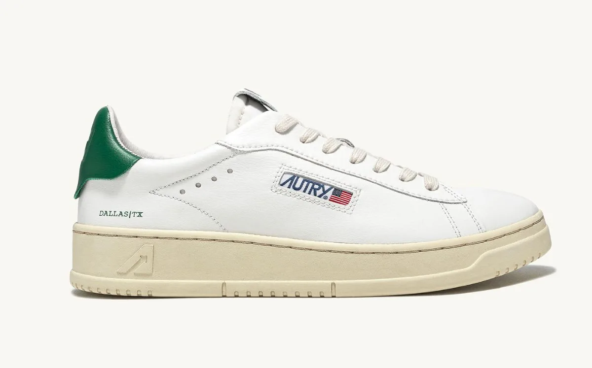 SNEAKERS AUTRY DALLAS LOW EN CUIR BLANC VERT ADLM-NW02