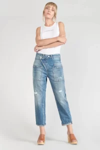 Jeans Le temps des cerises Cosy Pocket boyfit 7-8ème destroy bleu